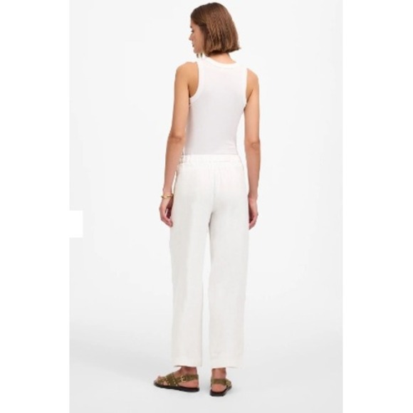 Madewell Pants Size Small Pull On Barrel Linen White Ankle Cropped NEW NV539 - Picture 3 of 11
